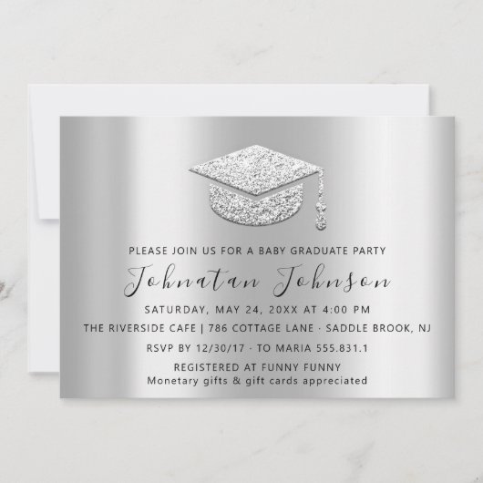 Party Student Silver Gray Barret Einladung (Vorderseite)
