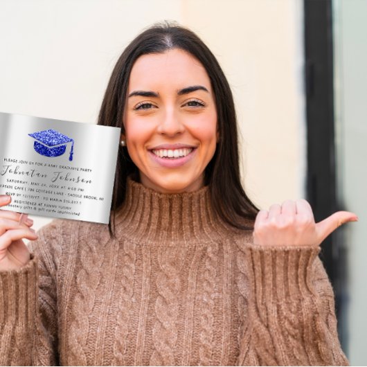 Party Student Silver Gray Royal Blue Simp Einladung