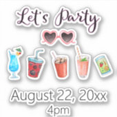 Party Summer Soiree Custom Aufkleber (Vorderseite)