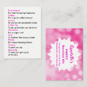 Party Survival Kit DIY Bevorzugungskarte Begleitkarte (Vorne/Hinten)