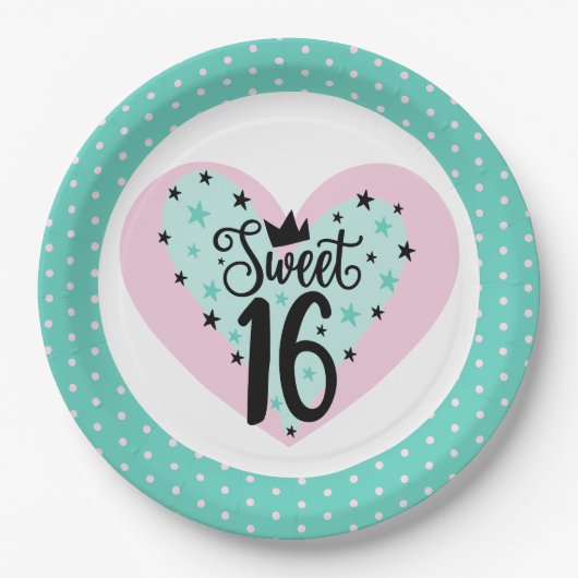 Party! Sweet 16 Birthday Pappteller (Vorderseite)