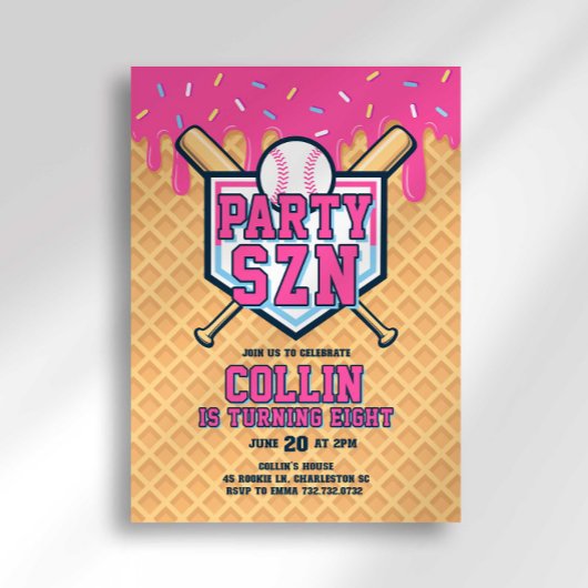 Party Szn Eis Drip Baseball Geburtstag Einladung