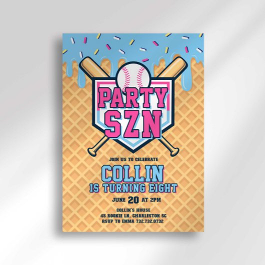 Party Szn Eis Drip Baseball Geburtstag Einladung