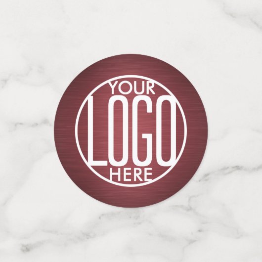 Party-Tabelle mit den Firmenlogos für Burgund-Unte Konfetti (Klein Vorderseite)