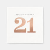 PARTY TABLE LARGE AGE modern 21 glänzende Rose Gol Serviette (Vorderseite)