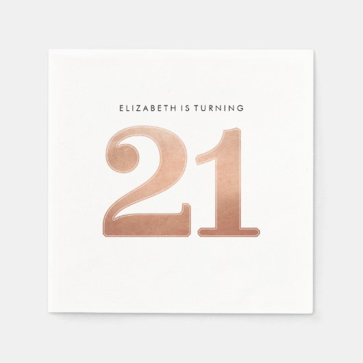 PARTY TABLE LARGE AGE modern 21 glänzende Rose Gol Serviette (Vorderseite)