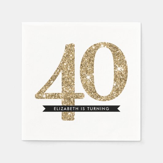 PARTY TABLE LARGE AGE Moderne 40 Glitzer Serviette (Vorderseite)