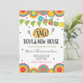 Party Taco'Bout A New Zuhause Fiesta Einladung (Stehend Vorderseite)