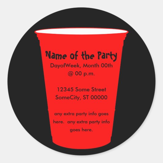 Party Tasse laden Runder Aufkleber (Vorderseite)