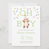 Party Teddy Bear Oh Boy Baby Shower Invitation Einladung (Vorderseite)