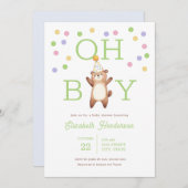 Party Teddy Bear Oh Boy Baby Shower Invitation Einladung (Vorne/Hinten)