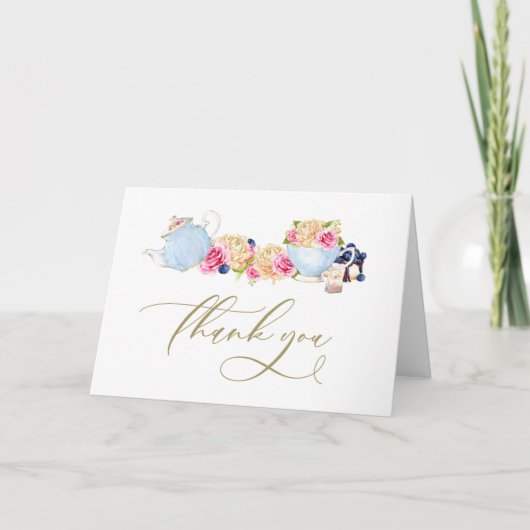 Party Tee im Wasserfarbengarten Handschrift Karte (Vorderseite)