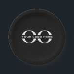 Party-Teller für Firmenlogos Pappteller<br><div class="desc">Teller für das Party von Firmenlogo für kundenspezifische Veranstaltungen. Eine einfache, maßgeschneiderte Business-Vorlage in modernem minimalistischem Stil, die leicht mit Ihrem Firmenlogo und Text aktualisiert werden kann. Mit einem horizontalen Logo-Bannerbild (2560 x 1440 px) können Sie den Text und das Bild mit den angegebenen Feldern anpassen, oder mit der Schaltfläche...</div>