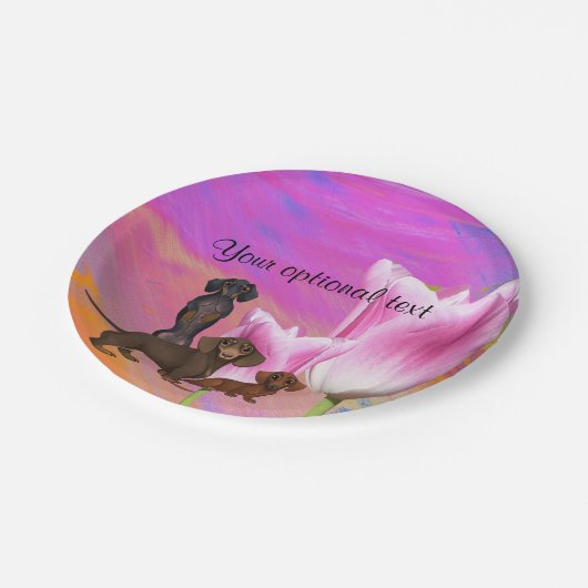 Party-Teller für lila Dackel Pappteller (Schrägansicht)