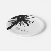 Party-Teller mit exotischer Palme Pappteller (Schrägansicht)