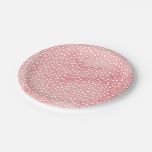 Party-Teller mit pfirsichrosa Spott Pappteller (Schrägansicht)