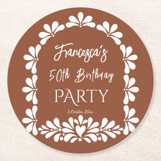 Party Terracotta talavera Runder Pappuntersetzer (Vorderseite)