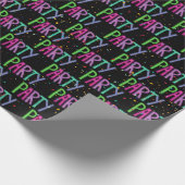 Party Text und Confetti auf schwarz Geschenkpapier (Ecke)