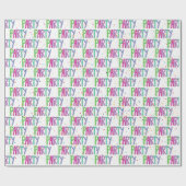 Party Text und Confetti auf Weiß Geschenkpapier (Flach)