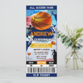 Party Ticket für Personal Modern Basketball Geburt Einladung (Stehend Vorderseite)