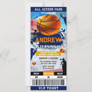 Party Ticket für Personal Modern Basketball Geburt Einladung