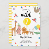 Party Tier Einladung 1. Geburtstag (Vorne/Hinten)