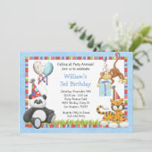 Party-Tier-Geburtstags-Party Einladung (Stehend Vorderseite)