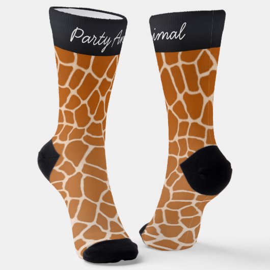 "Party Tier" Orangefarbene Giraffenfelder Tierwerb Socken (Gewinkelt)
