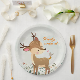 Party-Tier, Rentier & Herz Liebe Modern Pappteller