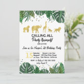 Party-Tier-Safari-Geburtstag oder Einladung (Stehend Vorderseite)