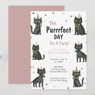 Party-Tier Schwarze Katze Kinder Geburtstag Einladung