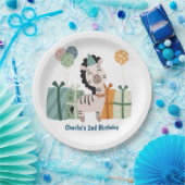 Party Tier, Zebra mit Geschenken und Ballon Pappteller (Party)