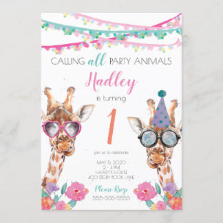 Party Tiere 1. Geburtstag Party Einladung