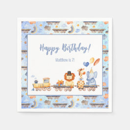 Party Tiere auf Zug Kid Jungle Happy Geburtstag Serviette