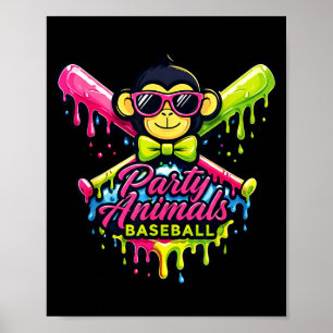 Party-Tiere Baseball lustiger Affe  Poster