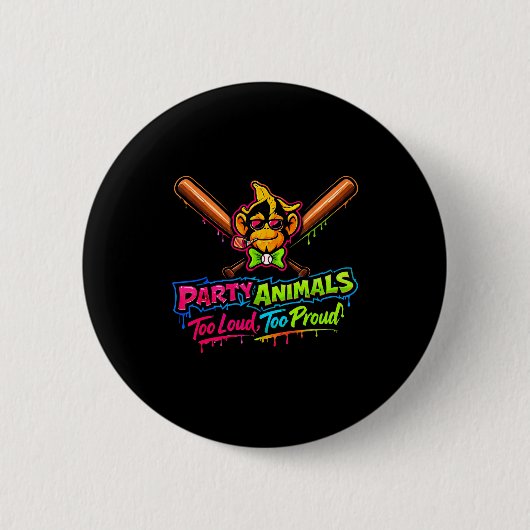 Party-Tiere Baseball-Trikot  Button (Vorderseite)