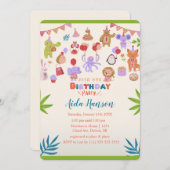 Party Tiere Extravaganza Geburtstagsparty Einladung (Vorne/Hinten)