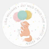 Party Tiere farbenfrohe Kinder geben Adresse Etike Runder Aufkleber (Vorderseite)
