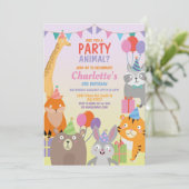Party Tiere Geburtstag Ballon Zoo Wilder Dschungel Einladung (Stehend Vorderseite)