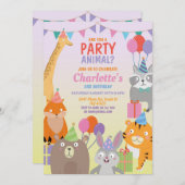 Party Tiere Geburtstag Ballon Zoo Wilder Dschungel Einladung (Vorne/Hinten)