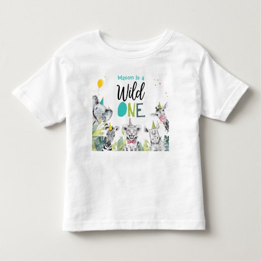 Party Tiere Geburtstag Junge Wild 1 1. Geburtstag Kleinkind T-shirt (Vorderseite)