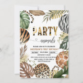 Party Tiere Geburtstag Leopard Print Jungl Wild Einladung (Vorderseite)