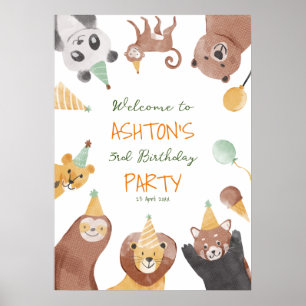 Party Tiere Geburtstagsfeier Begrüßungszeichen Poster
