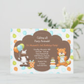 Party Tiere Geburtstagsparty Einladung (Stehend Vorderseite)