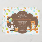 Party Tiere Geburtstagsparty Einladung (Vorne/Hinten)
