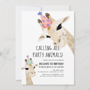 Party Tiere Giraffe 1. Geburtstag Einladung