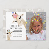 Party Tiere Giraffe Foto Geburtstag Einladung (Vorne/Hinten)