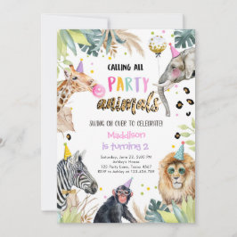 Party Tiere Girl Safari Geburtstag Leopard Zoo Einladung