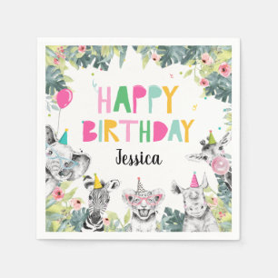 Party Tiere Girl Safari Tiere Geburtstagsparty C Serviette
