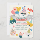 Party Tiere Hunde & Katzen Balloons Geburtstag Einladung (Vorderseite)